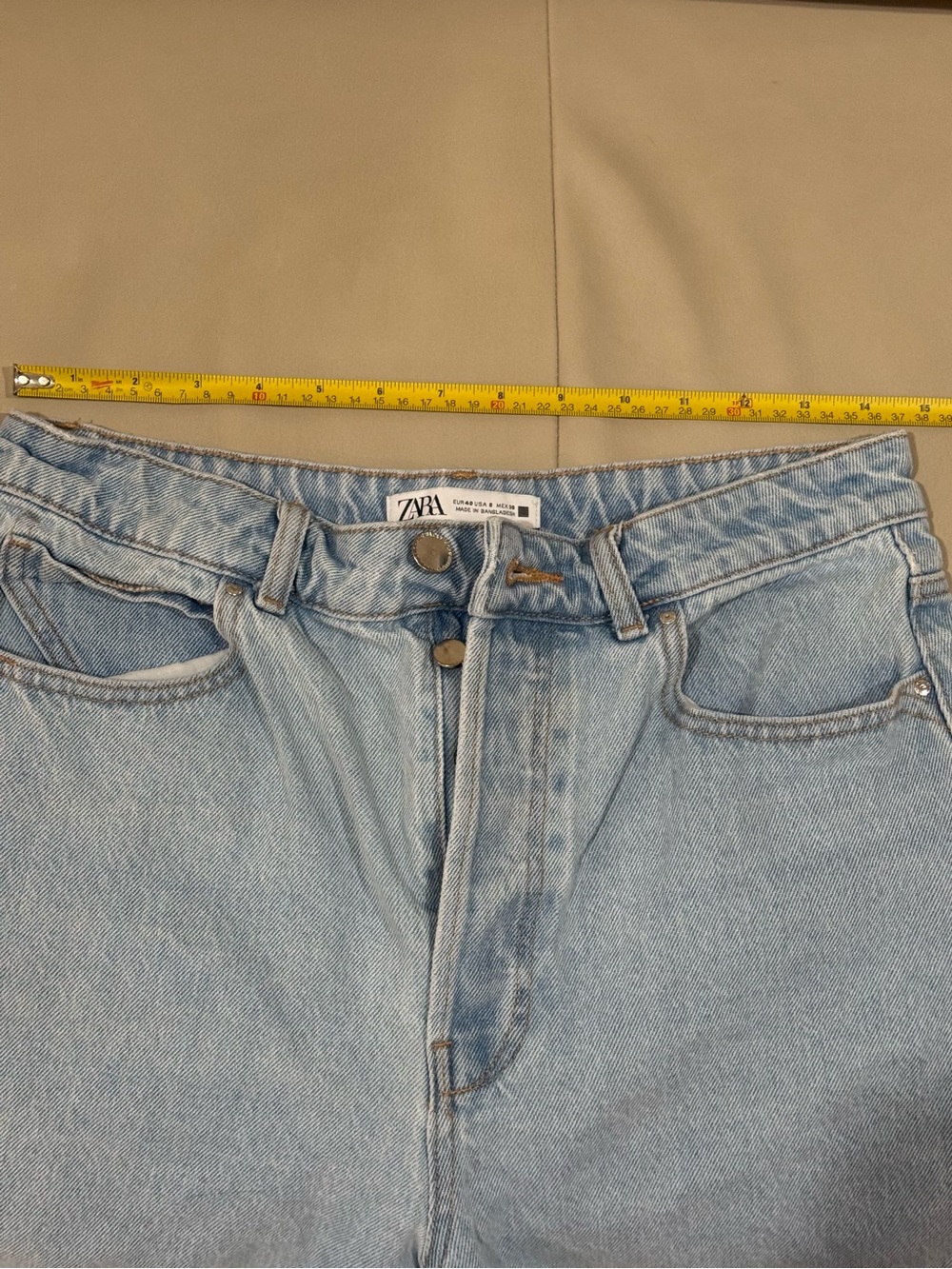 Zara Light Denim High-Waist Jean Shorts - Picture 4 of 5